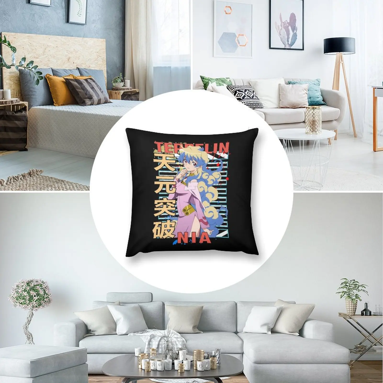 Декоративная подушка с аниме рисунком Nia Teppelin Gurren Lagann рождественские наволочки