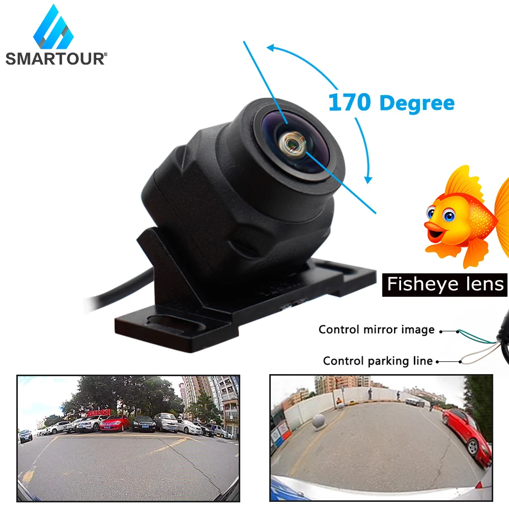 

SMARTOUR car reversing camera 180 degree AHD night vision rear view Fishey Front view camera for Universal Trajectory camera