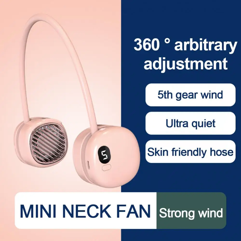 

Free Hands Air Conditioning Horizontal Fiber Design Low Noise Mute Small Fan Usb Charging Portable Leafless Hanging Neck Fans