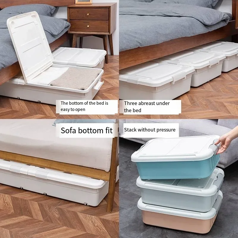 8-колесный ящик для хранения с крышкой нижний шкивов одеяло органайзер одежды