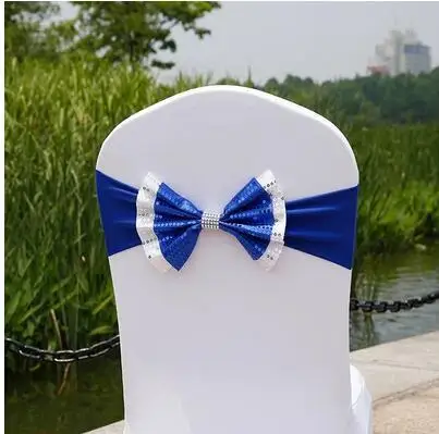 

Hotel Wedding Chair Cover Decorative Flower Bowknot Chair Back Belt Chair Cover Chair Back Cover Double Sequins Chair Sashes