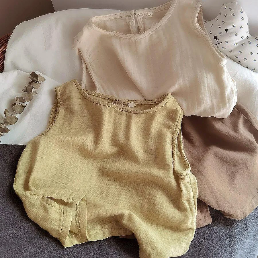 

2022 Summer Vest For Kids Korea Style Baby Clothes New Born Toddler Vest Boy Vest Brown Infant Baby Summer Clothes For 1-5Years