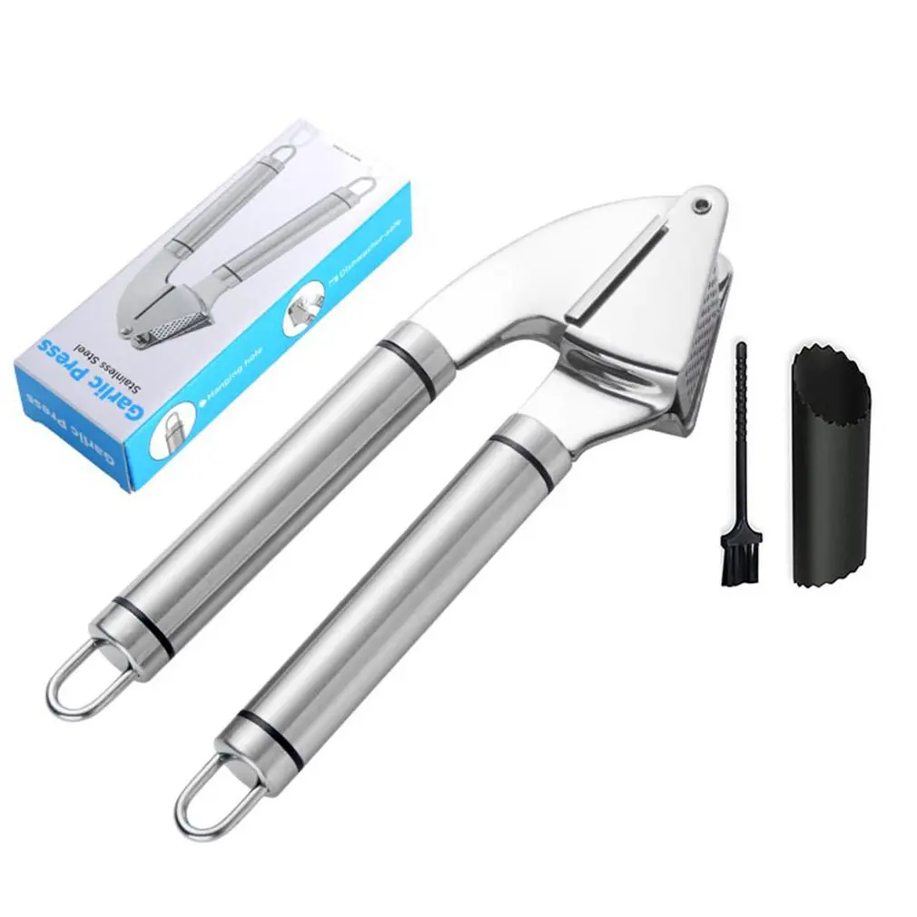 

Home 304 Stainless Steel Garlic Press Garlic Masher Fine Polished Mirror Ergonomic Kitchen Creative Mini Portable Tool