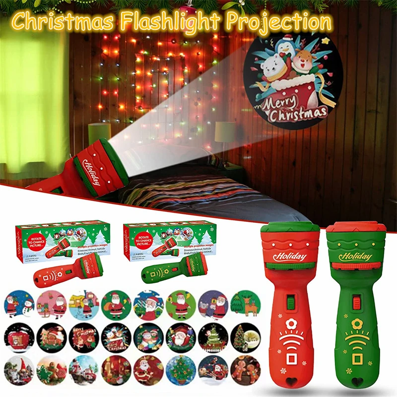 

21 Patterns Projector Lamp Santa Christmas Tree Flashlight Projection Toy Early Education Toy For Kid Holiday Birthday Xmas Gift