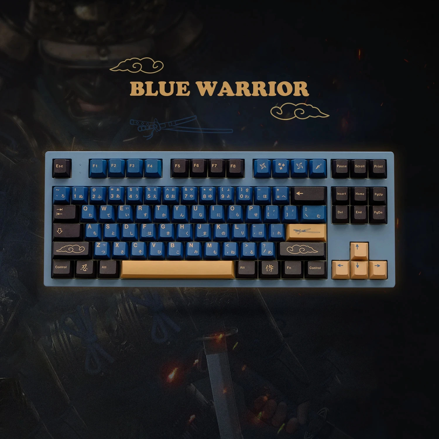 Фото Колпачки для клавиш GMK Blue Samurai, 130 клавиш, материал PBT, профиль Cherry, DYE-SUB, для механических клавиатур MX Switch Wooting №1