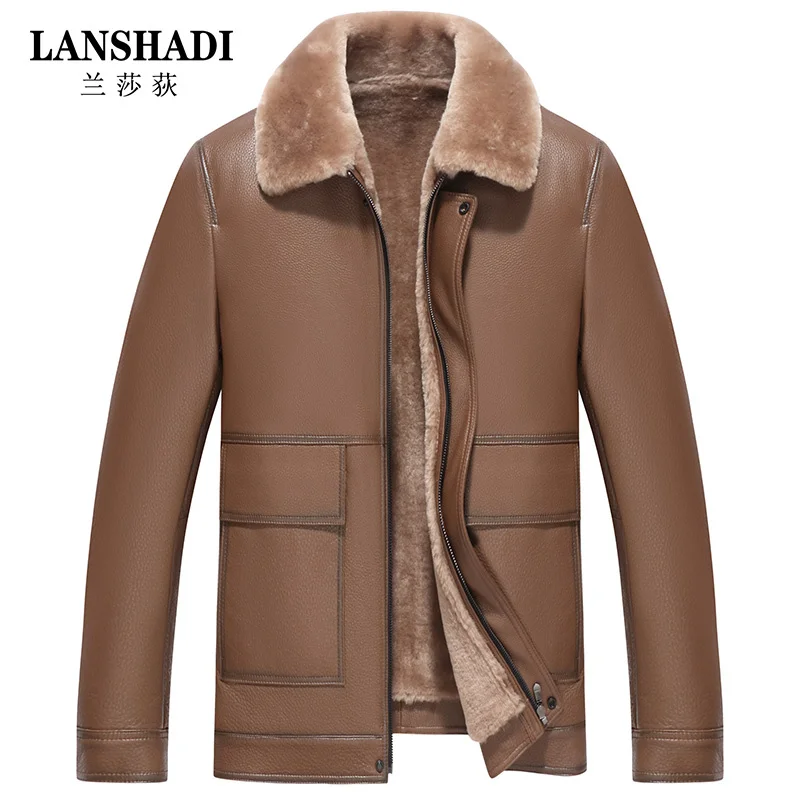 

Genuine Jacket Men Pure Cowhide Real Leather Coats Man Natural Sheepskin Fur Coat Thick Winter Jackets 2023 New Jaqueta