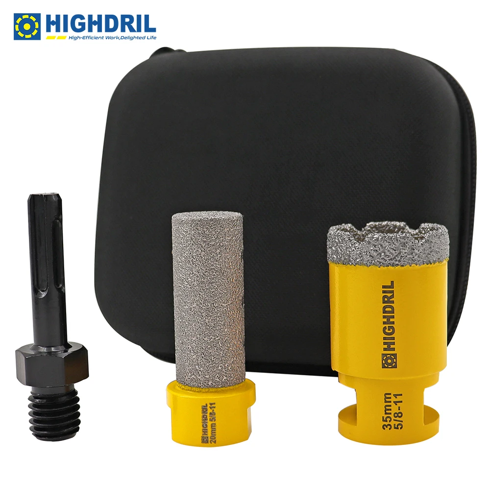 Набор инструментов HIGHDRIL из ткани Оксфорд EVA, 3 шт./комплект, алмазные сверла + фрезеровочные насадки + Искусственные детали для фарфоровой плитки, гранита, мрамора