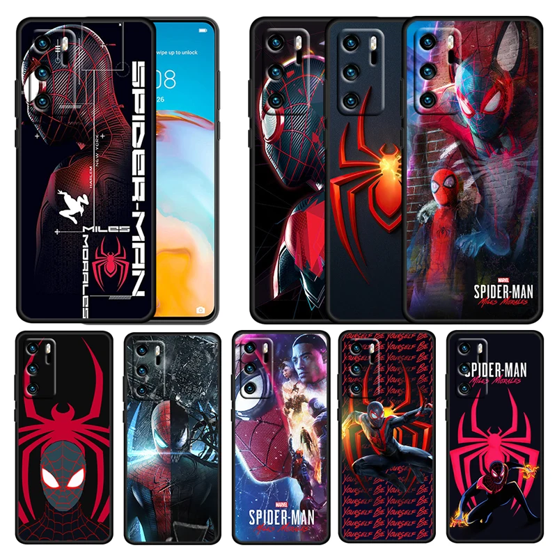 

Avengers Spiderman Man Hero Case For Huawei P50 P40 P30 P20 P Smart Z Pro Plus 2019 2021 Soft Shockproof TPU Black Phone Cover