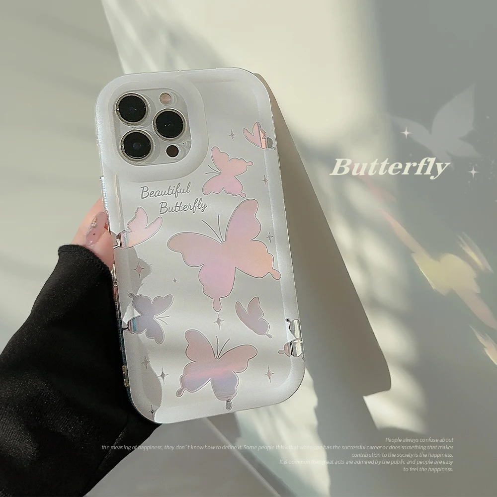 

Новый очаровательный лазерный иллюзионный Блестящий градиентный чехол для телефона с бабочкой для iPhone 14 13 12 11 Promax Мягкий противоударный чехол-накладка