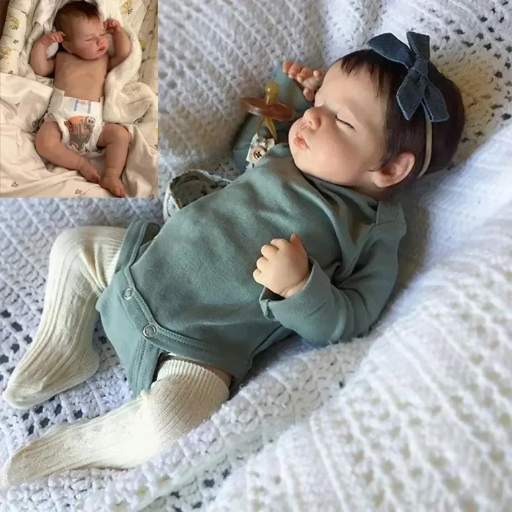 Силиконовая кукла Reborn Sleeping Newborn Baby Doll Loulou 49 см мягкая виниловая Muñecas Bebe ручная
