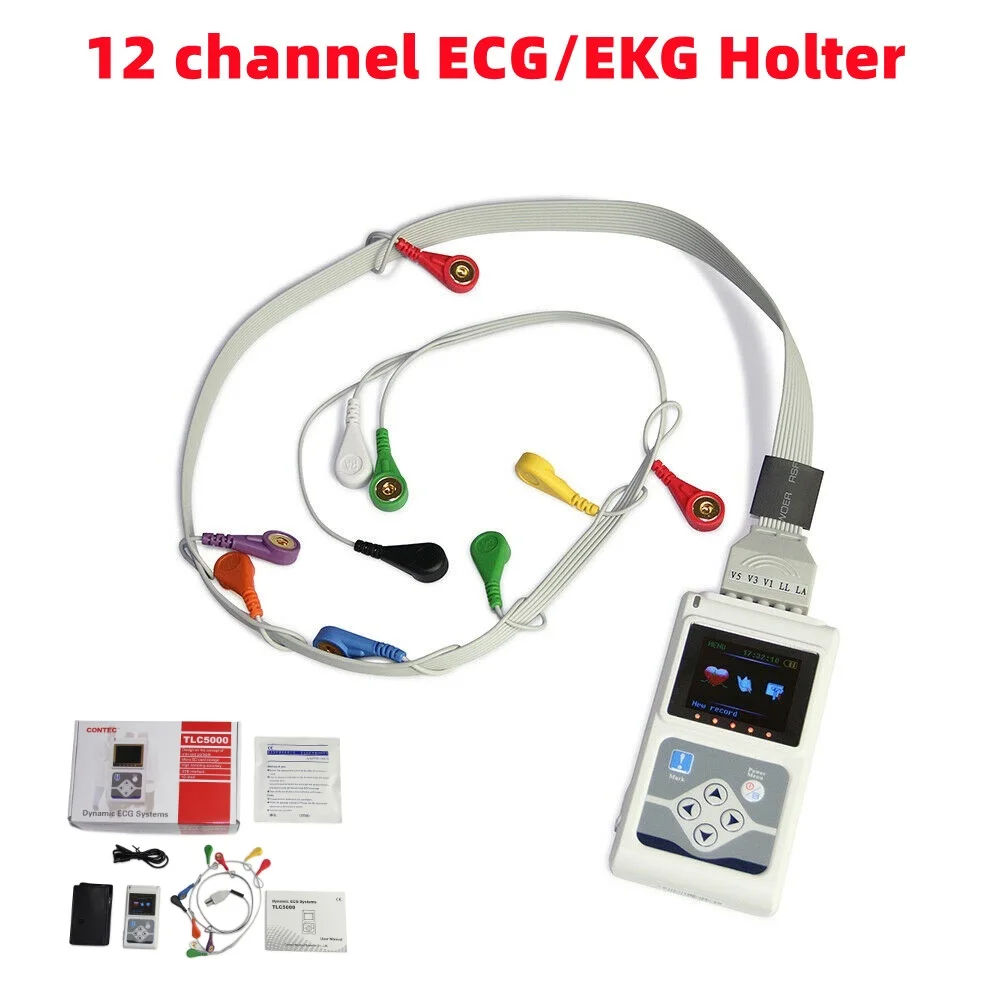 CONTEC TLC5000 12 canales ECG Holter ECG 24 horas Holter EKG Monitor Software