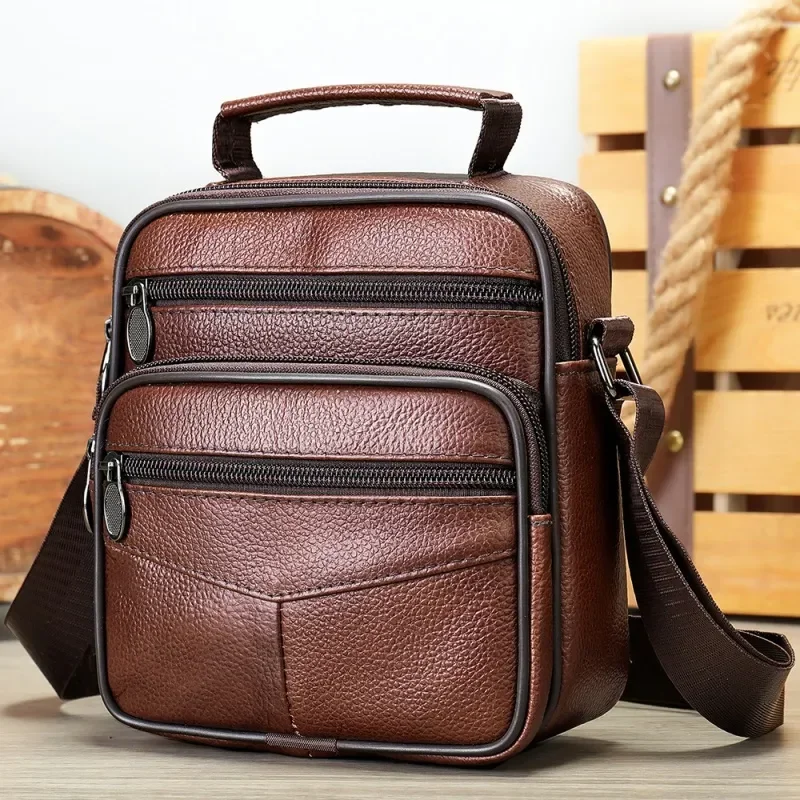 

Bag Crossbody Luxury Fashion Shoulder Leather Cowhide Handbag Bag Vertical Men's Bag Small