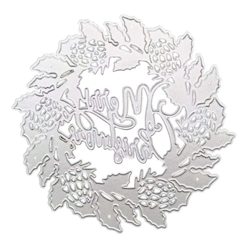 

K3NA Merry Christmas Wreaths Metal Cutting Dies Stencil DIY Scrapbooking Album Paper Card Template Mold Embossing Craft