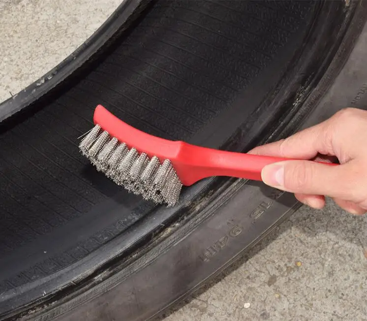 

high quality Tire repair and grinding clean plastic handle wire brush 21cm car service tool