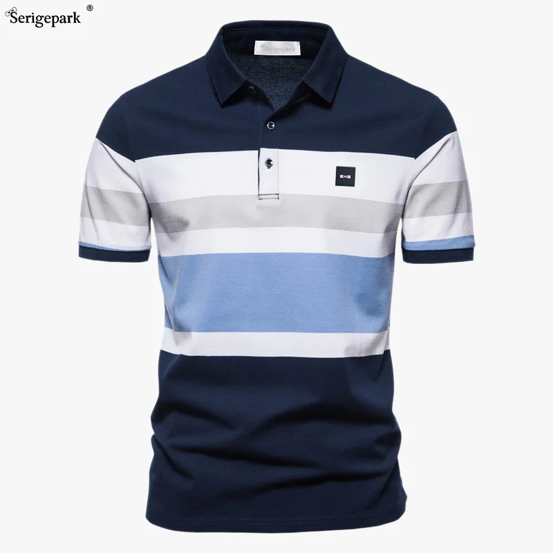 

Man Polo Shirt Stripe Classical Pattern Combination Colour France Style Luxury Brand T-shirt Serige Park Eden Cotton Blends Euro