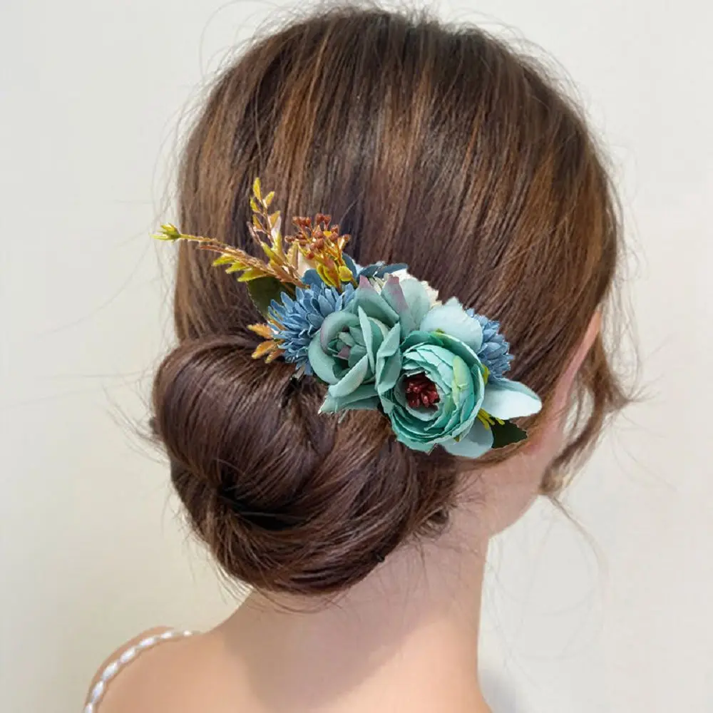 

1PC Lovely Jewelry For women Red Rose Hairpin Rose Flower Hair Pins Wedding jewelry Retro Combs Brides Hair Comb