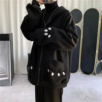 cute bear embroidery coat 2021 male spring men hoodie harajuku korean style fashion causal lantern sleeve hooded zip up hoodies