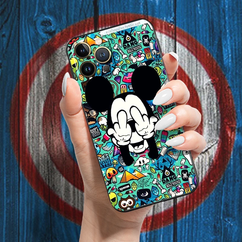 Disney Graffiti Mickey Duck For Apple iPhone 11 12 13 Pro Max 12 13 Mini X XR XS Max SE 6 6S 7 8 Plus Phone Case Soft Coque images - 6