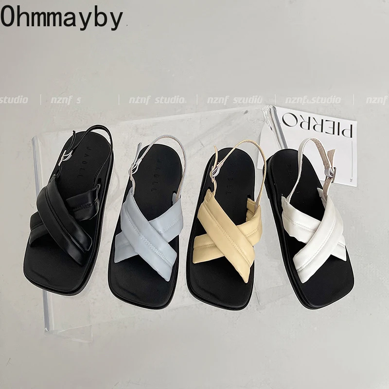 

2022 Design Women Open Toe Sandals High Quality Platform Soft Sole Summer Beach Flats Ladies Casual Sandalias Shoes