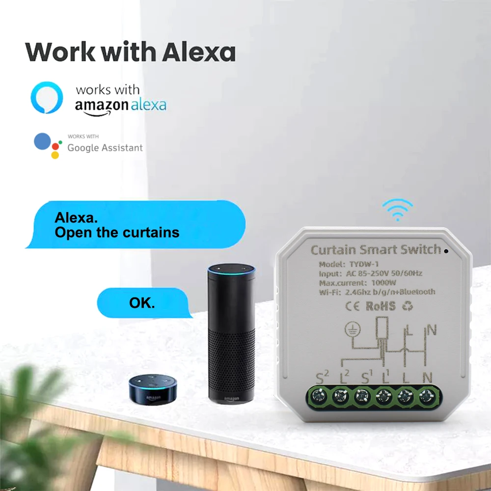 

New Tuya 5PCS DIY Smart Home WiFi Smart Life Blind Switch for Roller Shutter Electric motor Google Home Alexa Echo Voice Control