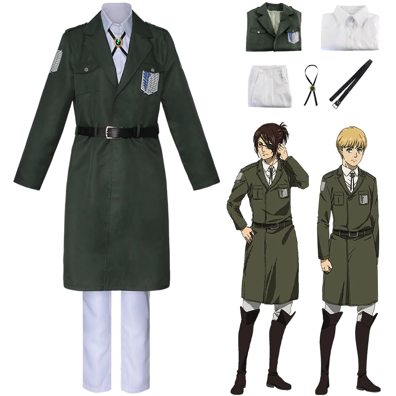 

Anime Attack on Titan Cosplay Levi Costume Shingek No Kyojin Scouting Legion Soldier Coat Trench Jacket Uniform Halloween Outfit