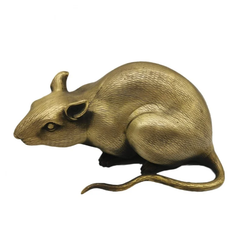 Античная мышь из чистой меди украшение благоприятной мыши крыса зодиака Золотая
