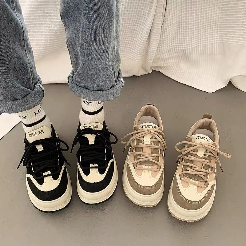 

Женские кроссовки с круглым носком, повседневная обувь на платформе, с закрытым носком, универсальные криперы, маленькие милые летние