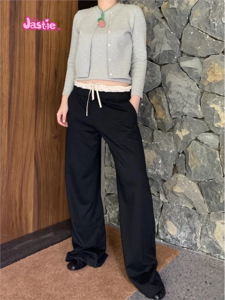 Женские спортивные брюки на шнуровке повседневные хлопковые составного кроя с