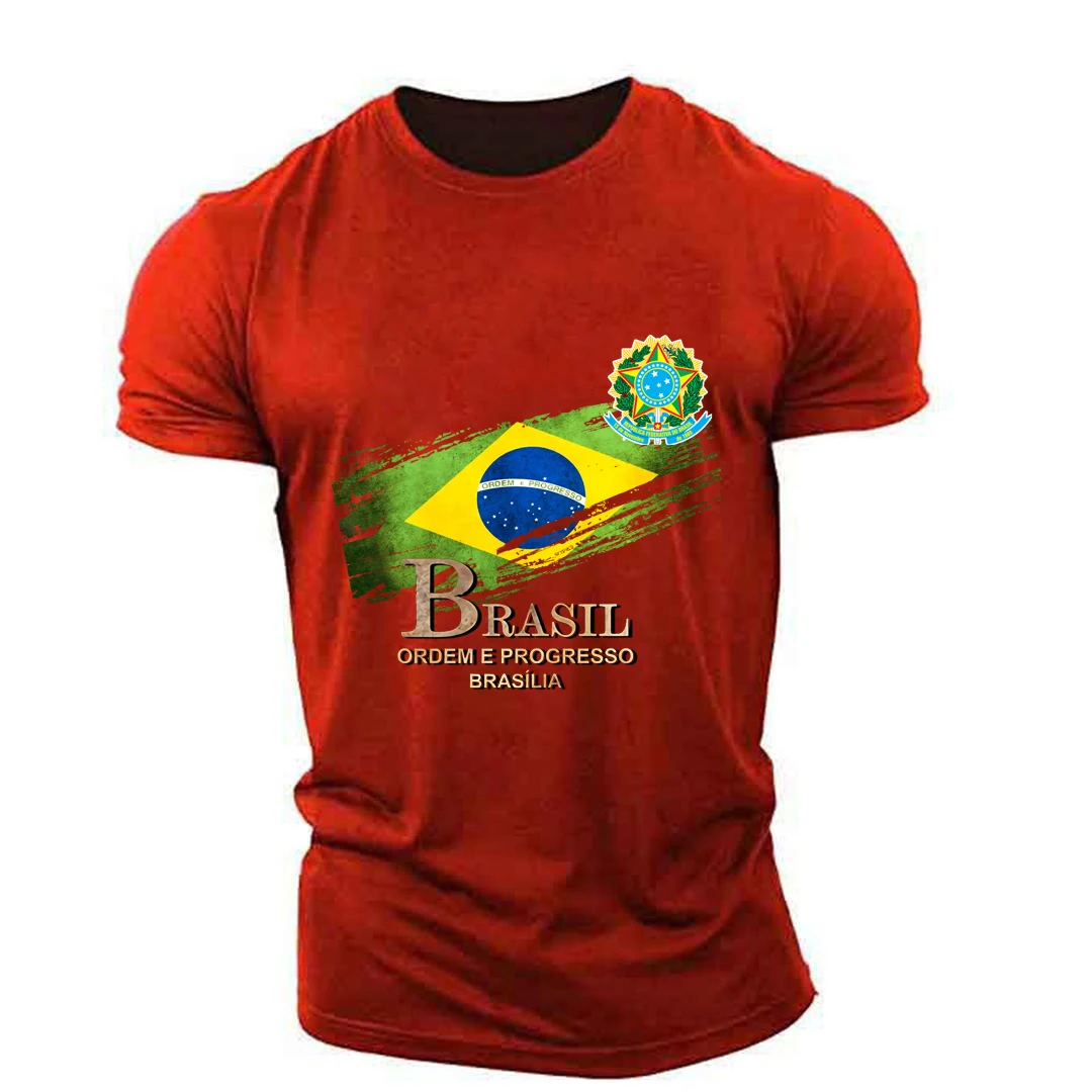 Футболка унисекс из полиэстера с рисунком логотипа бразильского флага и 3D