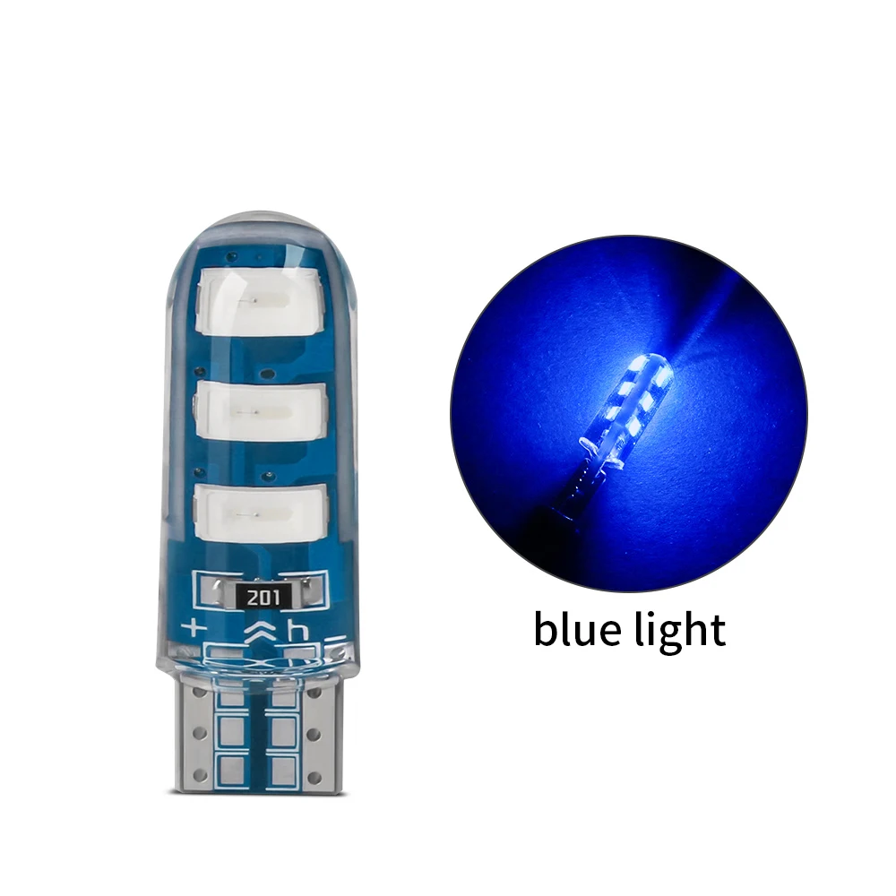 

2 шт. T10 W5W стробоскопическая вспышка силиконовый гель COB светодиодный автомобильный фонарь 12 В клиновой боковой парковки 5630 6SMD лампа для чтения сигнальная лампа белый
