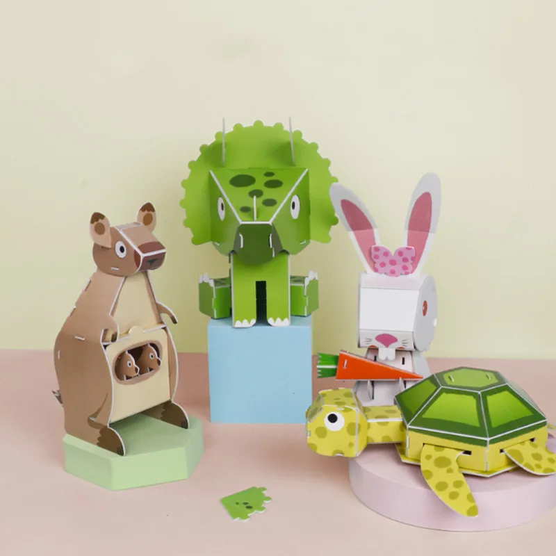 

Детский уникальный бумажный 3D трехмерный пазл с животными, забавная развивающая игрушка для раннего развития Handeye, подарок для координацио...