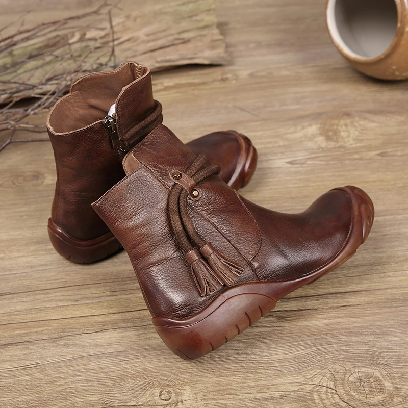 

Gothic Platform Women's Boots Autumn Winter Fashion Retro Female Chunky Shoes Genuine Leather Handmade Ladies Boots Girls Shoes