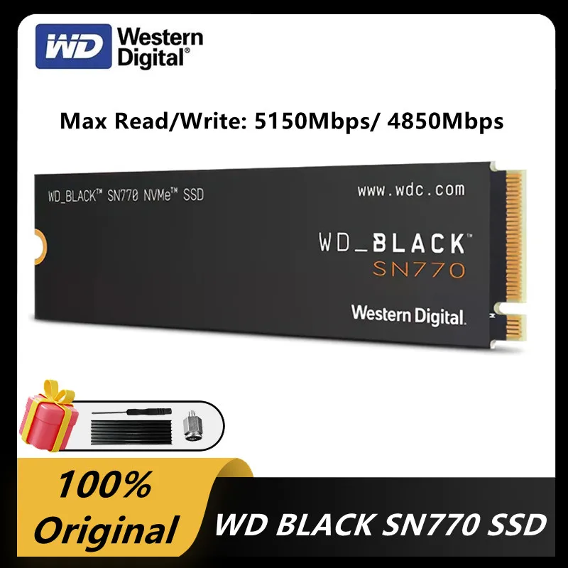 

Western Digital WD_BLACK SN770 1 ТБ 2 ТБ 500GB 250GB NVMe SSD Gen4 PCIe M.2 2280 3D NAND Внутренний твердотельный накопитель до 5150 МБ/с.