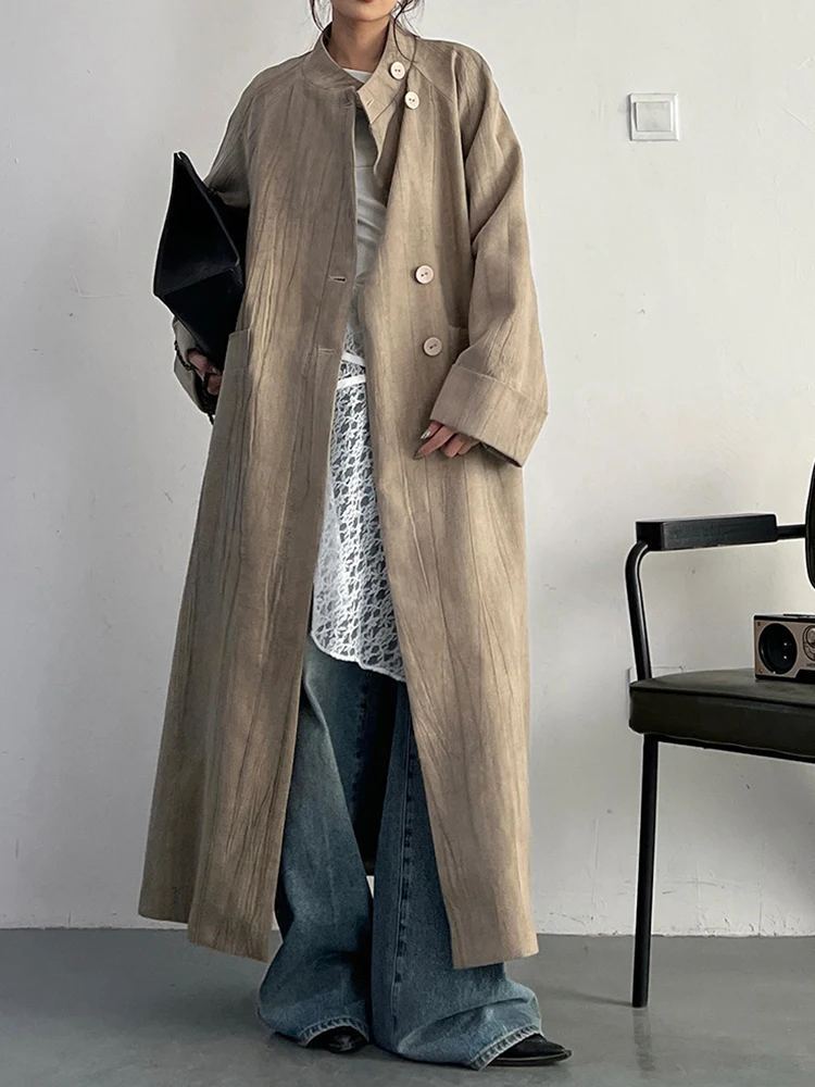 YERMORA цвета хаки с поясом большой размер женский Тренч новый свободный крой