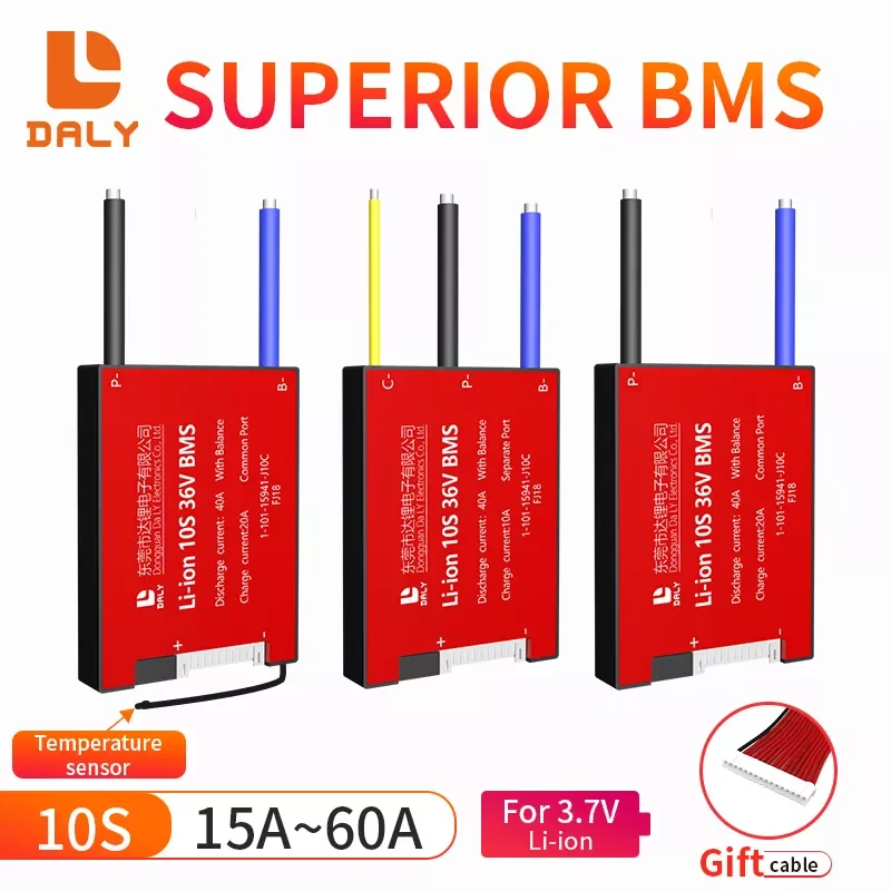 

Daly BMS 10S 36v 15A 20A 30A 40A 50A 60A with temperature sensor function and balance lithium battery board BMS