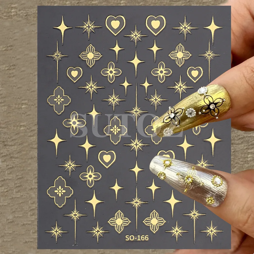 

1Pcs High Quality Gold Silver Star Moon Butterfly Starry Sky Nail Art Stickers DIY Laser Manicure Decal Decoration