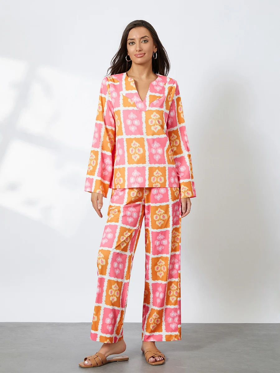 Женский цветочный пижамный комплект из 2 предметов рубашка с коротким рукавом и