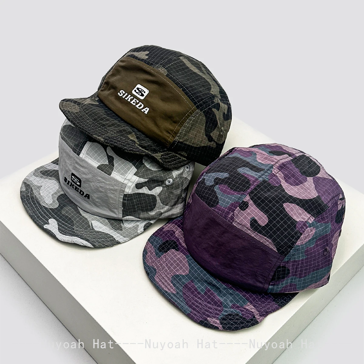 Фото Новые быстросохнущие бейсбольные кепки CAMO унисекс с вышивкой букв, солнцезащитный козырек с цветными блоками, дышащие персональные фуражки, универсальные ins №1