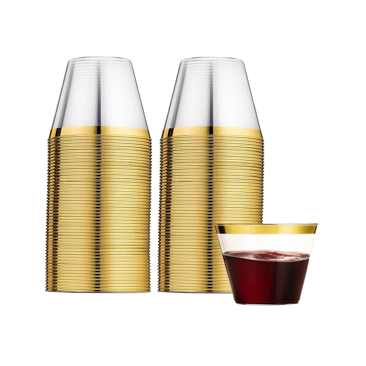 

Пластиковые стаканы с золотой оправой, пластиковые стаканы, многоразовые стаканы для напитков, стандартные винные стаканы для шампанского