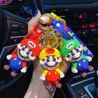 yw gairu creative exquisite building block plumber doll epoxy key chain pendant mobile phone bag hanging model kids gifts
