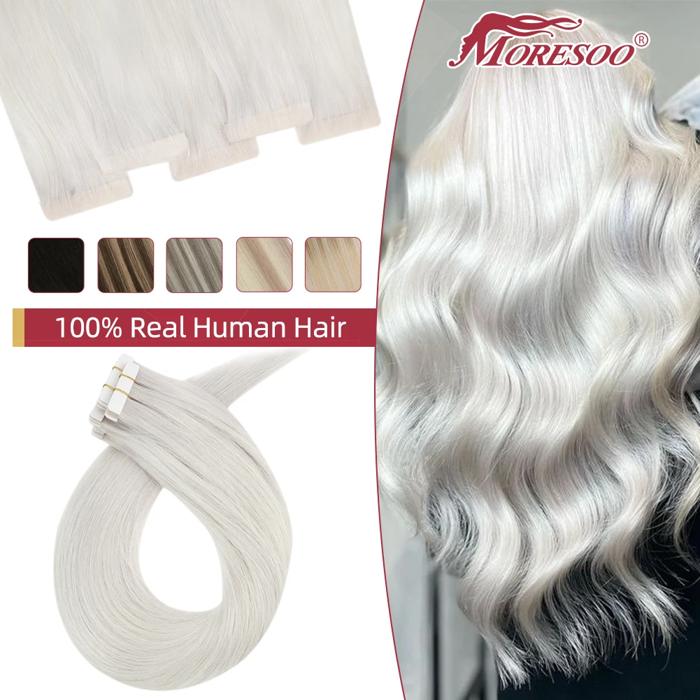 Moresoo Virgin Hair Injection Tape in Extensions Blonde Ombre Straight Natural Skin Weft 2.5G/Pcs Brazilian Human Hair Tape in