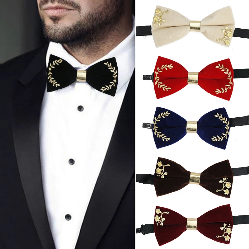 

Men's Bow Tie Metal Head Solid Noble Classic Double Layer Polyester Butterfly Bowtie Cravat Bowties Female Male Neckwear