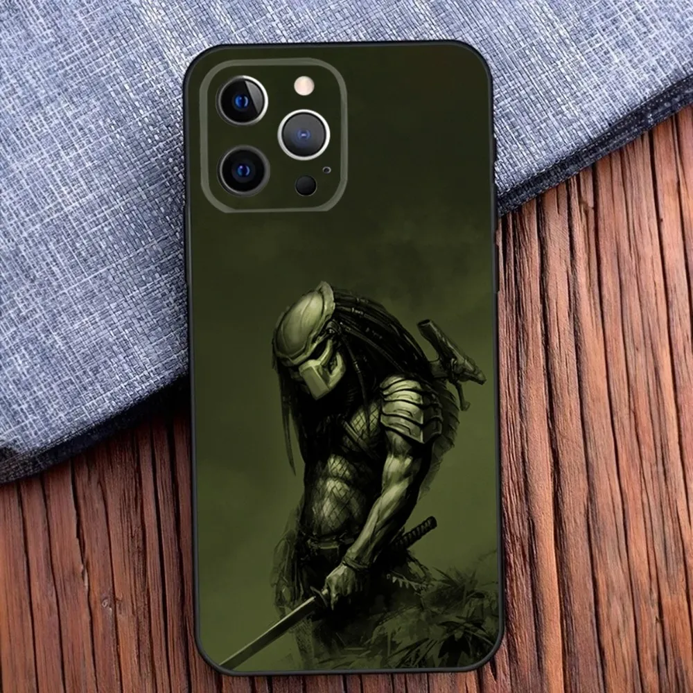 The P-Predator yautja Phone Case For iPhone 16 15 14 13 12 11 Pro X XS Max XR Plus Mini Black Soft Silicone