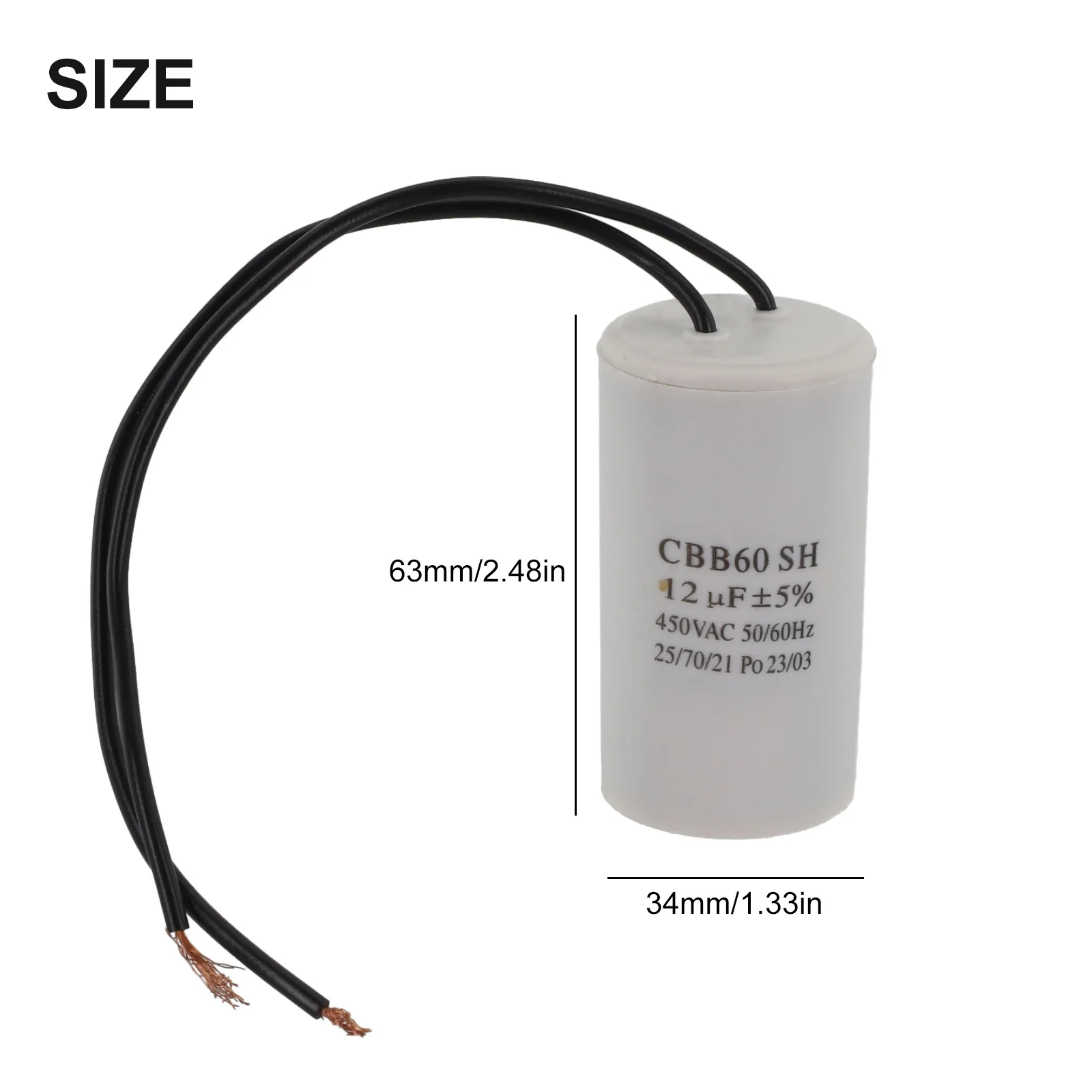 CBB60 рабочий конденсатор 20 мкФ 40*73 мм 40/70/21 450 В переменного тока 50/60 Гц для двигателя