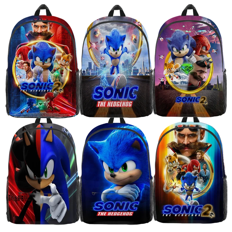 

Рюкзак на плечо с мультипликационным принтом Sonic 2, водонепроницаемый ранец для детей и мальчиков, для школы, подарок на день рождения