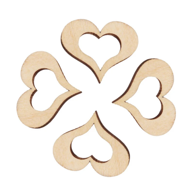 

50Pcs Hollowed Heart Pattern Small Natural Wooden Slice Scrapbooking Embellishments DIY Craft Decor Love Shape Wedding Wood Chip