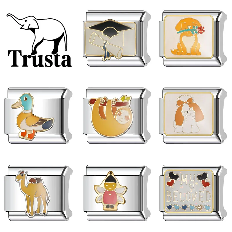 Trusta 2024 змея Ленивец яйцо верблюд собака очаровательные итальянские звенья 9 мм