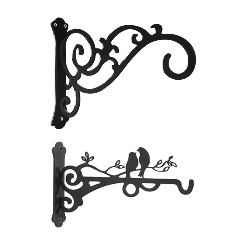 

Metal Hanging Basket Hook Black Outdoor Plant Bracket Wall Mounted Hooks for Plant Lantern Bird Feeder Garden Decoration