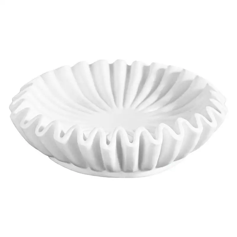 

Decorative Ruffle Bowl Resin Pot Fluted Ruffle Decorative Bowl Serving Bowl Living Room Style Coffee Table Bookshelf Decoration