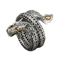 new retro domineering tow tone dragon rings for men and women vintage punk fashion jewelry party gift viking guard finger ring